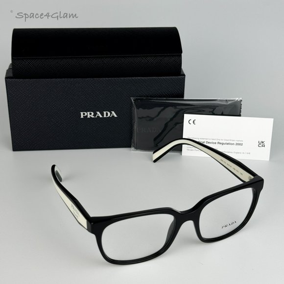 NEW Prada PR17ZV 1AB1O1 Black Square Women Eyeglasses - Picture 4 of 10